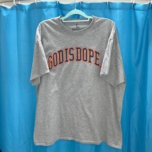 God Is Dope T-shirt gray blue red yellow